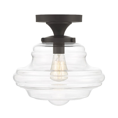 Meridian Vintage 1 Light Semi Flush Mount, Clear