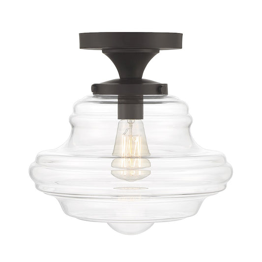 Meridian Vintage 1 Light Semi Flush Mount, Clear