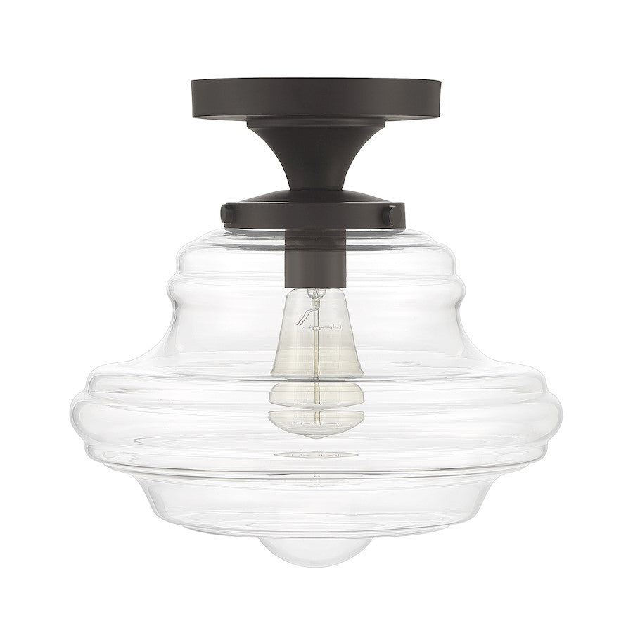 Meridian Vintage 1 Light Semi Flush Mount, Clear