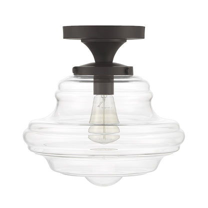 Meridian Vintage 1 Light Semi Flush Mount, Clear