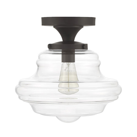 Meridian Vintage 1 Light Semi Flush Mount, Clear