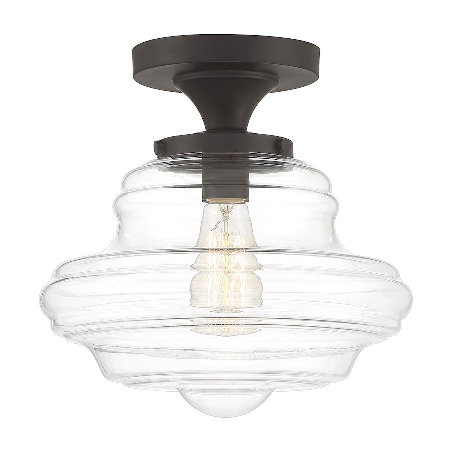 Meridian Vintage 1 Light Semi Flush Mount, Clear