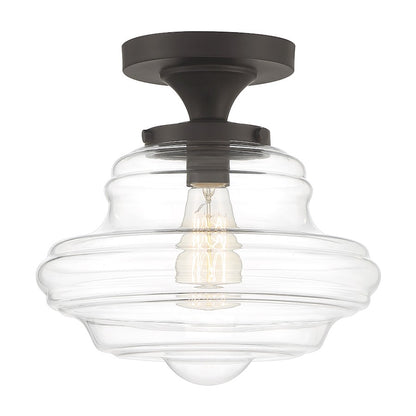Meridian Vintage 1 Light Semi Flush Mount, Clear