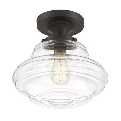 Meridian Vintage 1 Light Semi Flush Mount, Clear
