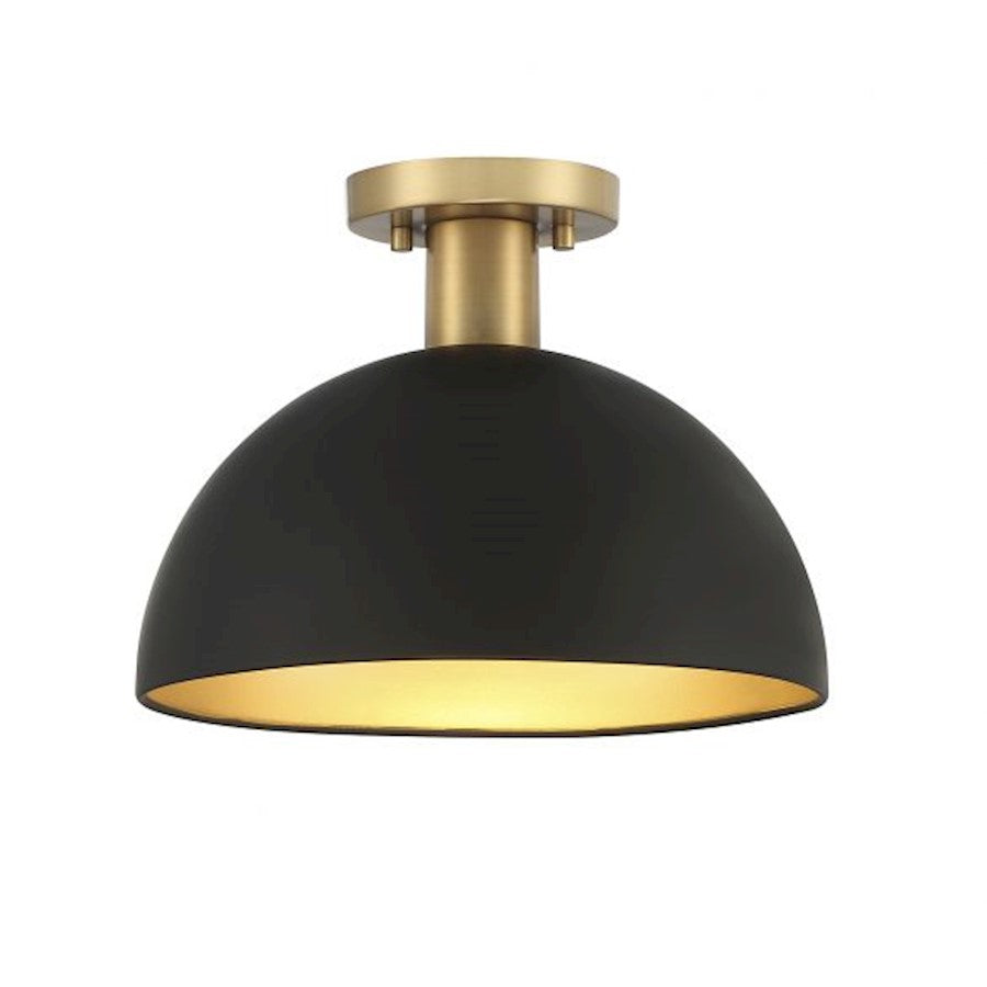 Savoy House 1-Light 12" Ceiling Light, Matte Black/Natural Brass - M60071MBKNB