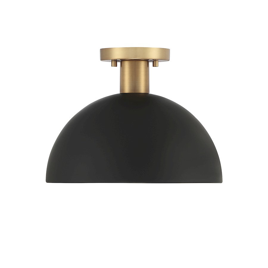 Savoy House 1-Light 12" Ceiling Light, Matte Black/Natural Brass