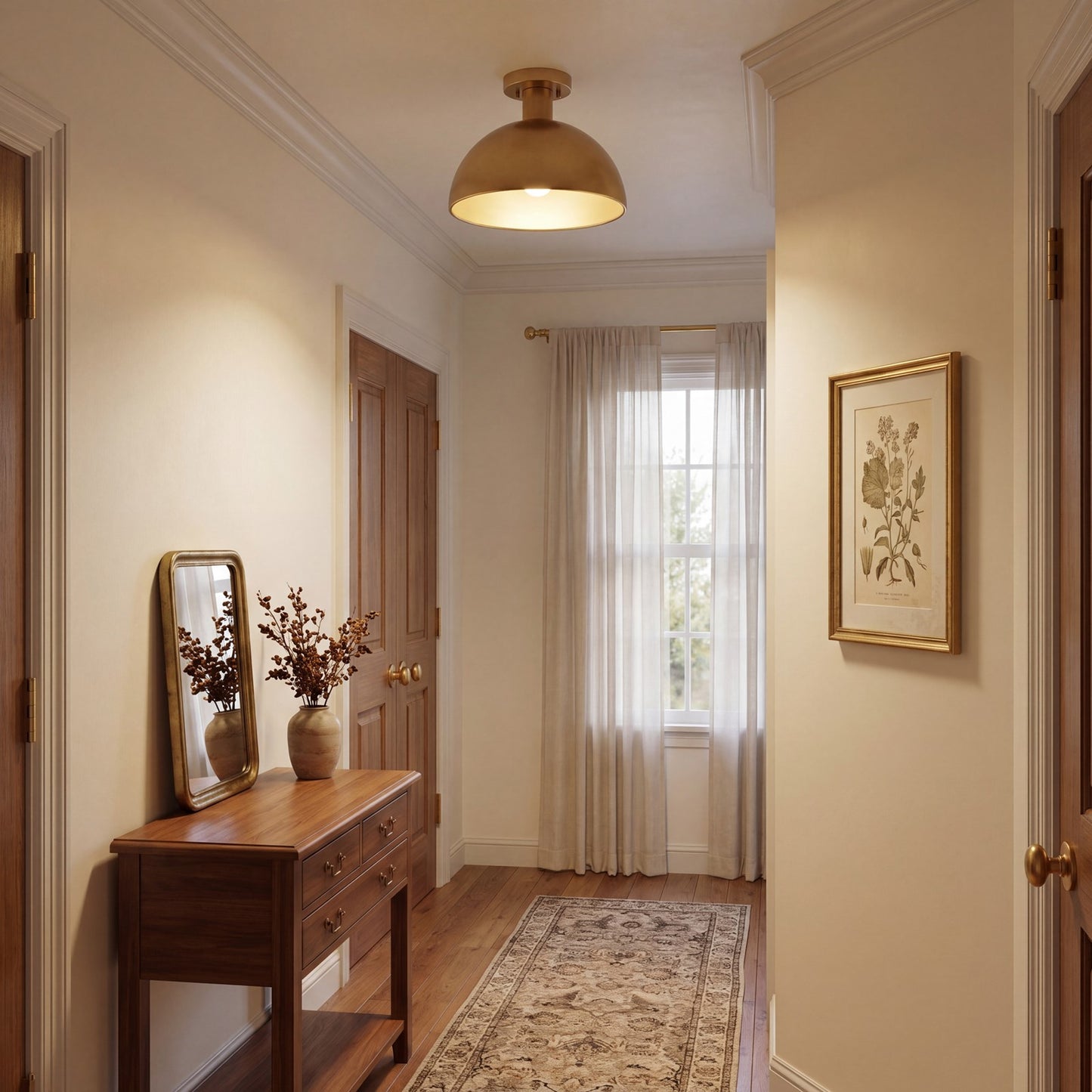 Meridian Vintage 1 Light Semi Flush Mount