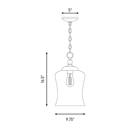 1 Light 17" Pendant, Natural Brass