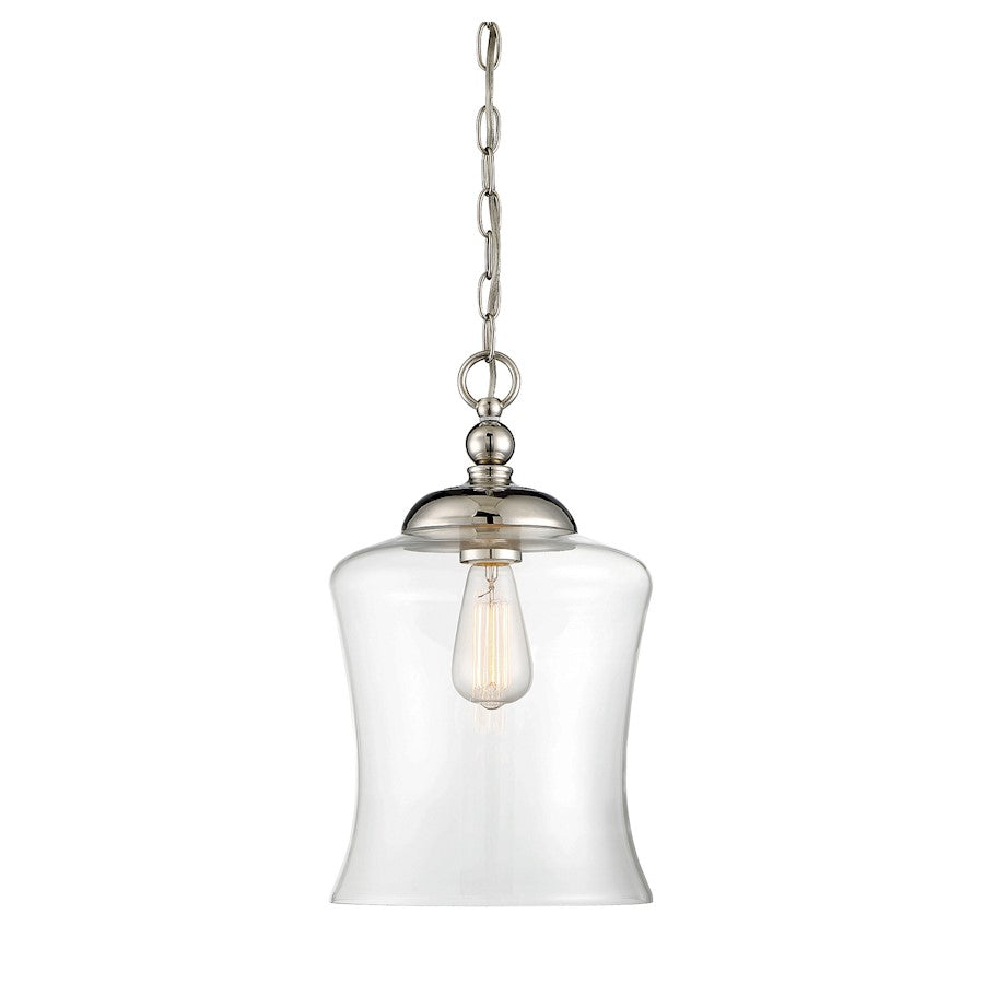 1 Light 17" Mini Pendant, Polished Nickel