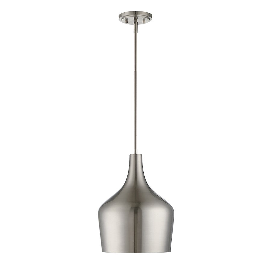 1 Light 11" Pendant, Brushed Nickel