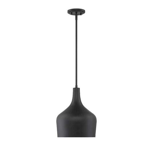 1 Light 14" Pendant, Matte Black