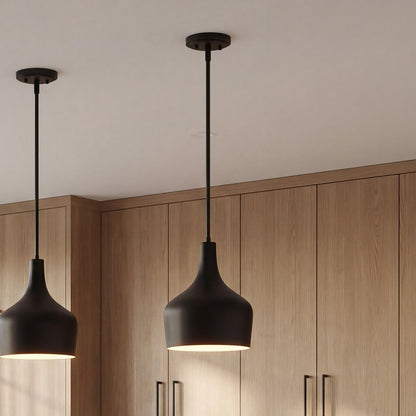 1 Light 14" Pendant, Matte Black