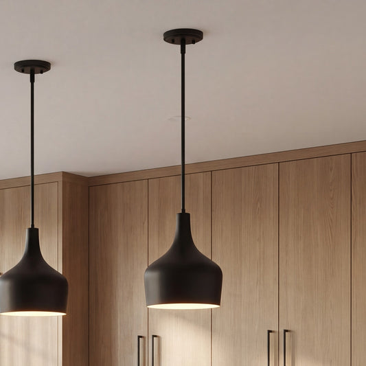 1 Light 14" Pendant, Matte Black
