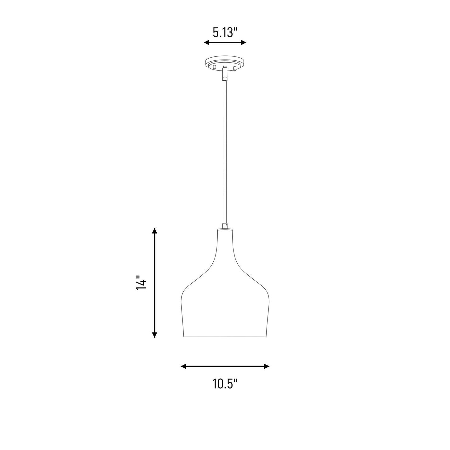 1 Light 14" Pendant, Matte Black