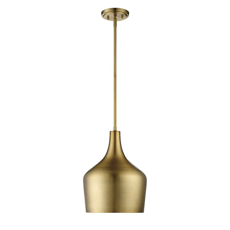 1 Light 11" Pendant, Natural Brass
