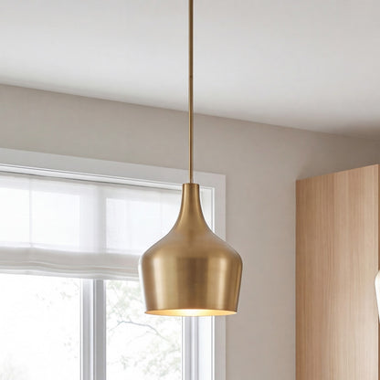 1 Light 11" Pendant, Natural Brass