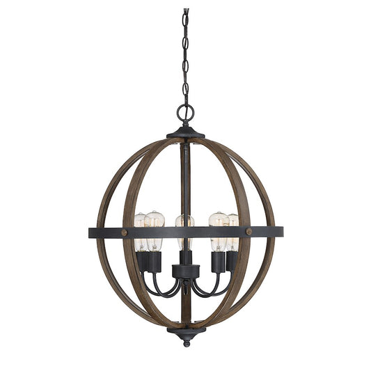 Savoy House 5-Light Chandelier, Wood/Black - M70041WB