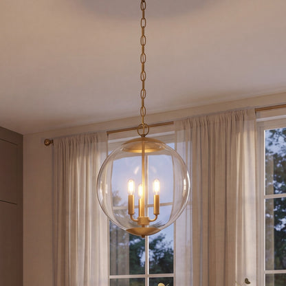 3 Light 17" Pendant, Chrome