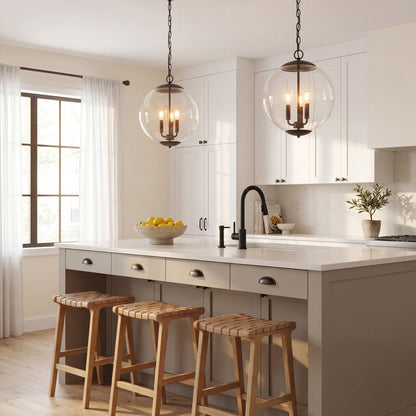 3 Light 17" Pendant, Chrome