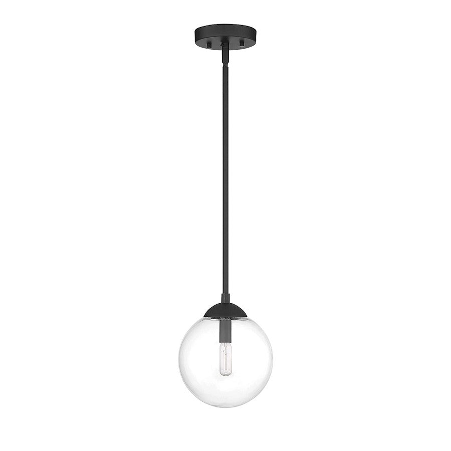 1 Light 8" Orb Mini Pendant, Matte Black