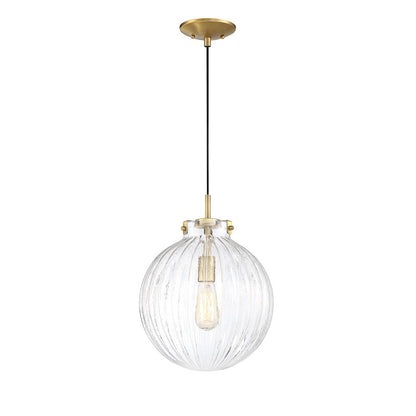 1 Light 12" Mini Pendant, Natural Brass