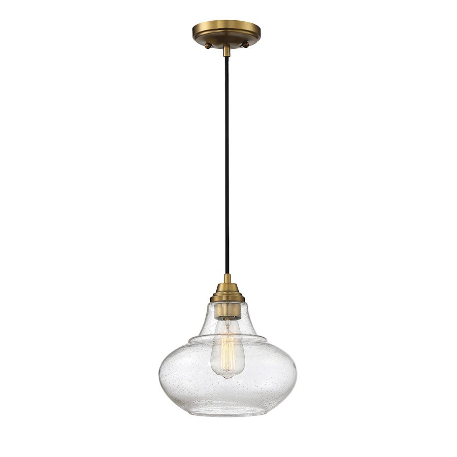 1 Light 10" Two-Tone Mini Pendant, Natural Brass