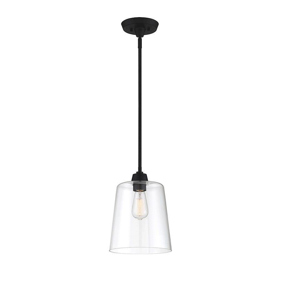 1 Light 12" Pendant, Matte Black