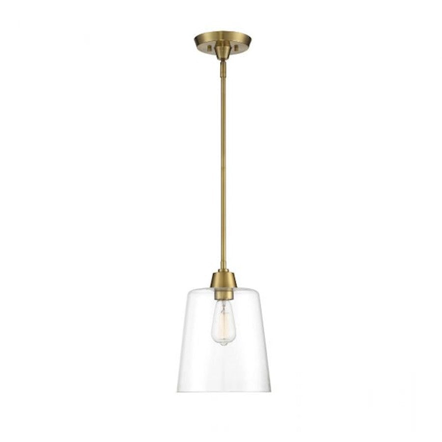 Savoy House 1-Light 12" Pendant, Natural Brass/Clear Cone - M70081NB