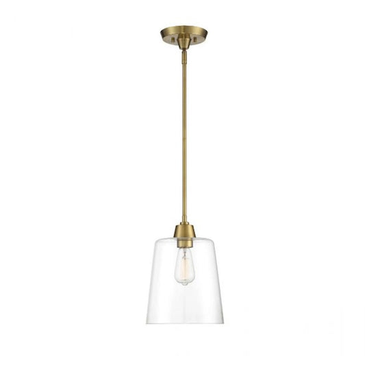 Savoy House 1-Light 12" Pendant, Natural Brass/Clear Cone - M70081NB