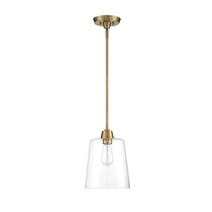 1 Light 12" Pendant, Natural Brass