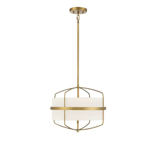3 Light 16" Pendant, Natural Brass