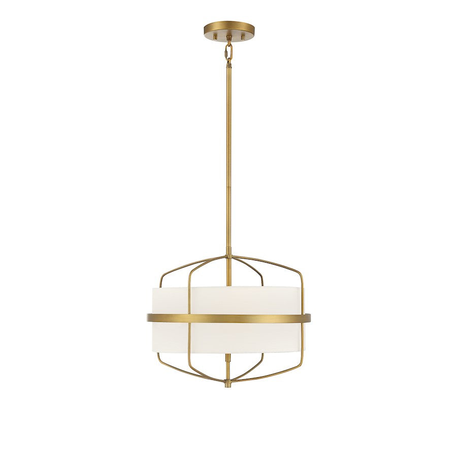 3 Light 16" Pendant, Natural Brass