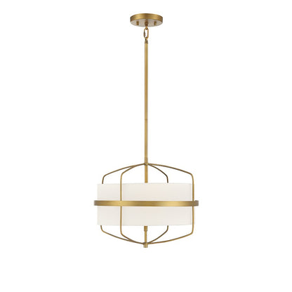 3 Light 16" Pendant, Natural Brass