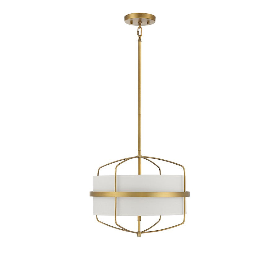 3 Light 16" Pendant, Natural Brass