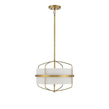 3 Light 16" Pendant, Natural Brass