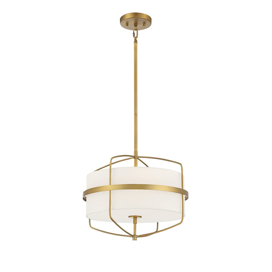 3 Light 16" Pendant, Natural Brass