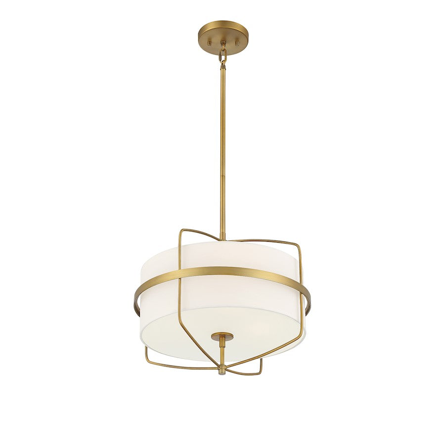 3 Light 16" Pendant, Natural Brass