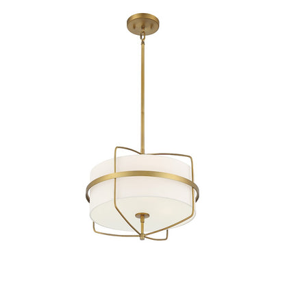 3 Light 16" Pendant, Natural Brass