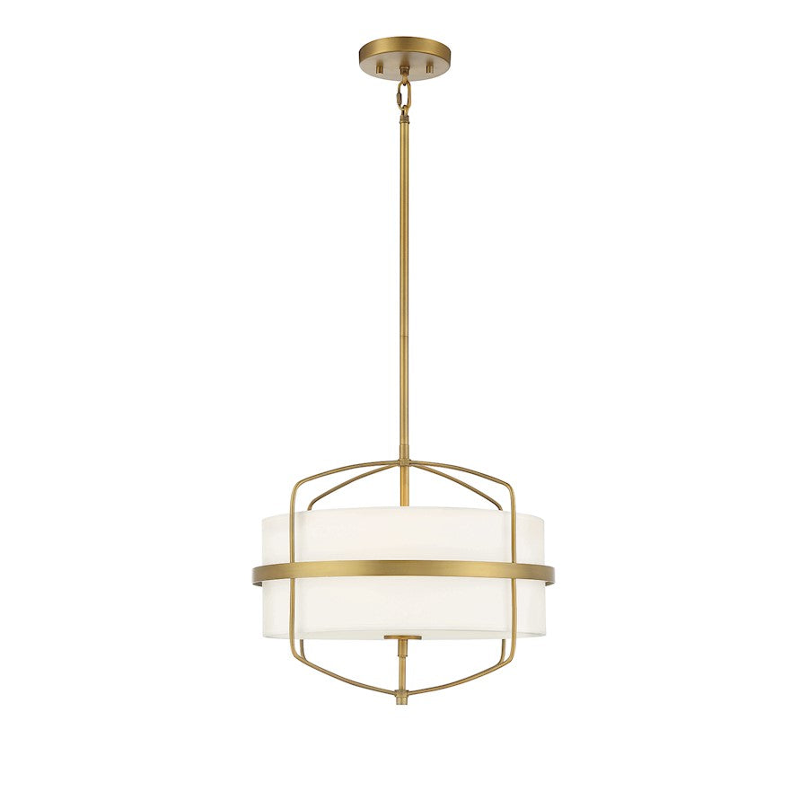 3 Light 16" Pendant, Natural Brass