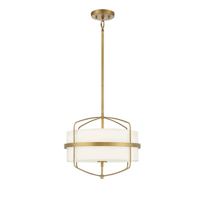 3 Light 16" Pendant, Natural Brass