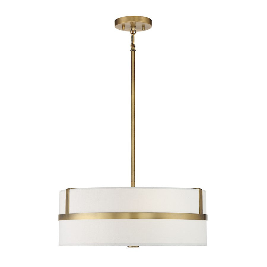 4 Light 20" Pendant, Natural Brass