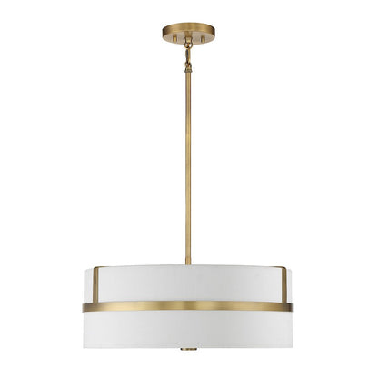 4 Light 20" Pendant, Natural Brass