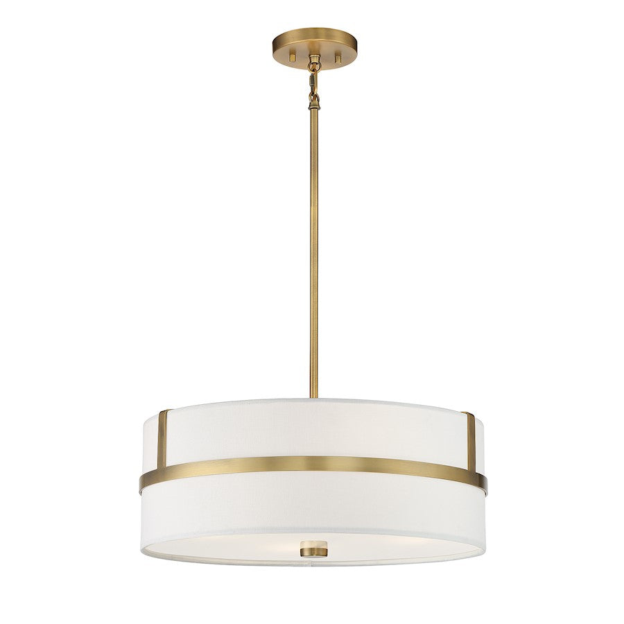 4 Light 20" Pendant, Natural Brass