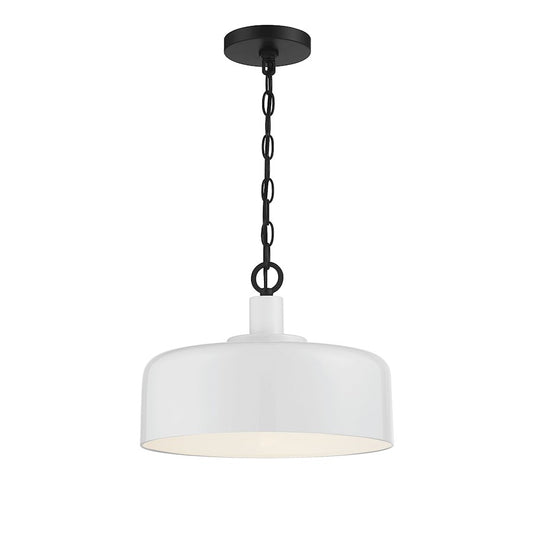 Savoy House 1-Light Pendant, White/Black - M70103WHBK