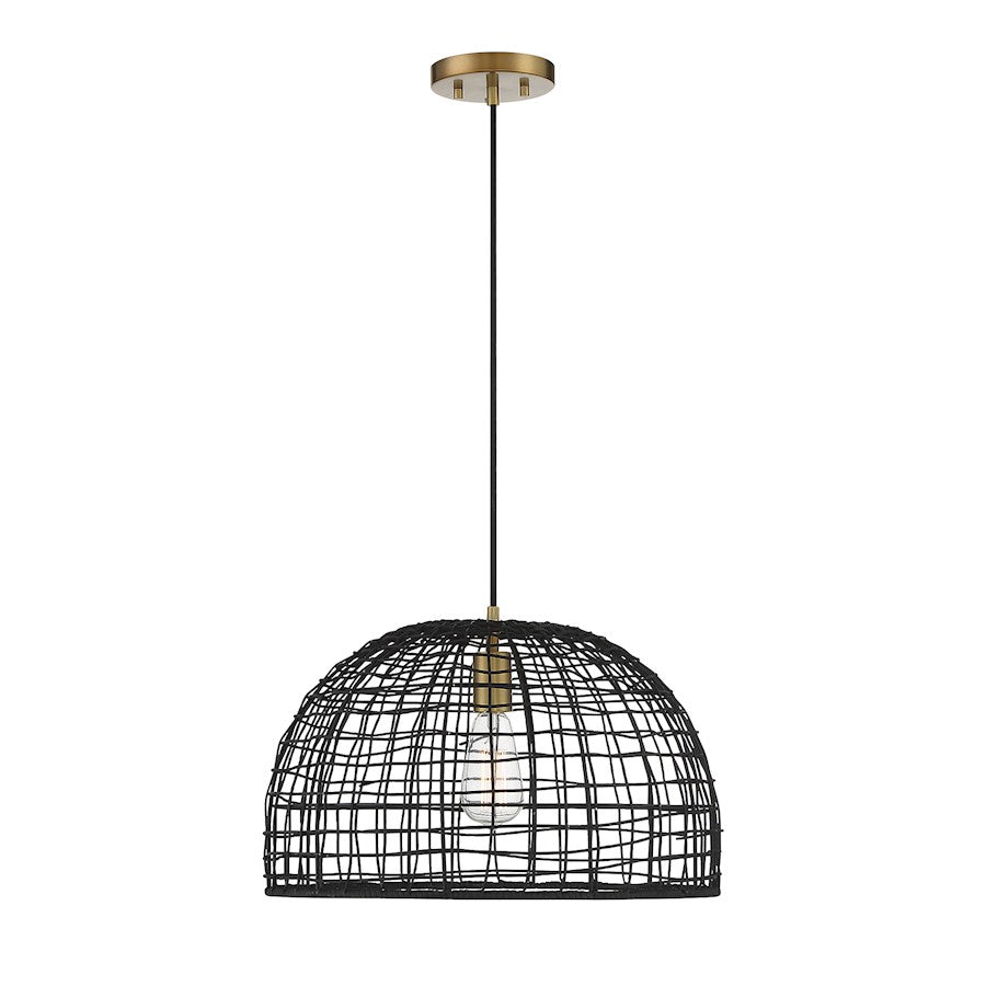 Savoy House 1-Light Pendant, Black/Natural Brass Accents - M70105BRNB