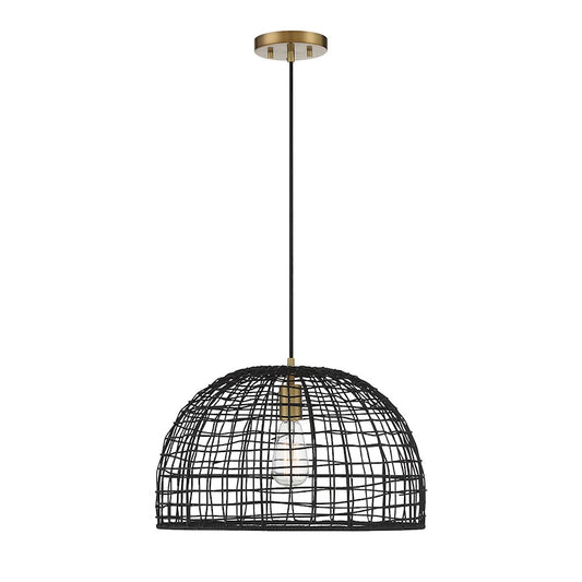 Savoy House 1-Light Pendant, Black/Natural Brass Accents - M70105BRNB