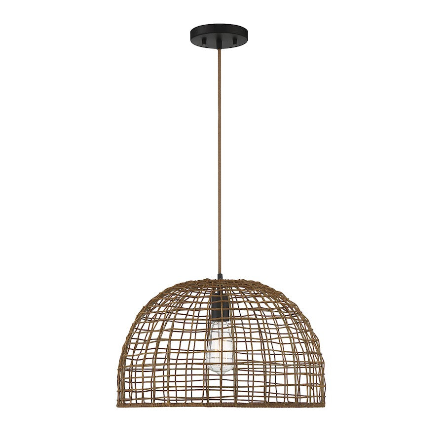 Savoy House 1-Light Pendant, Dark Rattan/A Dark Brown Socket - M70105DR