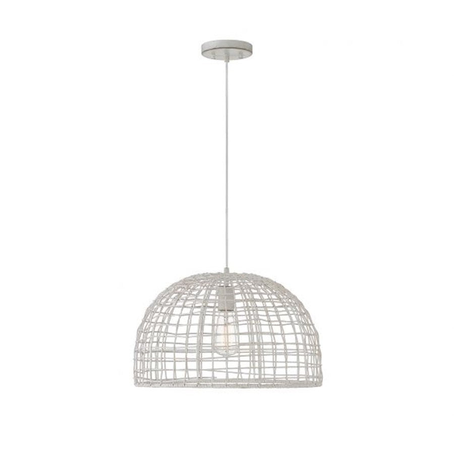 Savoy House 1-Light 12" Pendant, White Rattan/White Socket - M70105WR