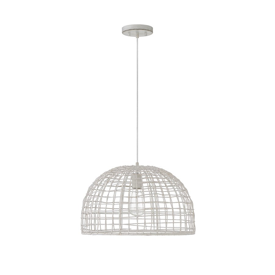 1 Light 12" Pendant, White Rattan