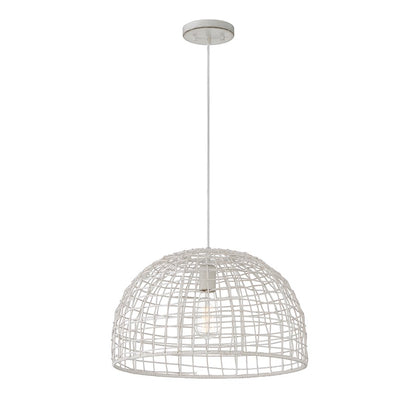 1 Light 12" Pendant, White Rattan